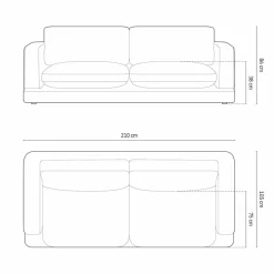 Hot Mazzini Sofas Canapé en Velours Daphne 3 Places Bleu Foncé - 210x105x86 cm
