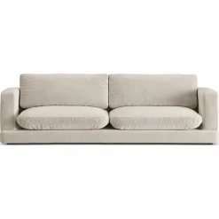 Mazzini Sofas Canapé en Velours Daphne 4 Places Beige Clair - 240x105x86 cm