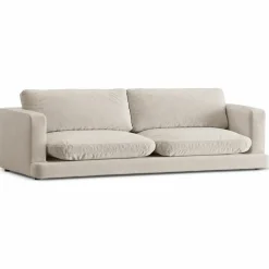 Mazzini Sofas Canapé en Velours Daphne 4 Places Beige Clair - 240x105x86 cm