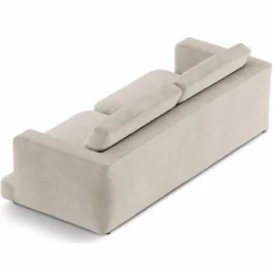 Mazzini Sofas Canapé en Velours Daphne 4 Places Beige Clair - 240x105x86 cm