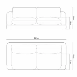 Clearance Mazzini Sofas Canapé en Velours Daphne 3 Places Noir - 210x105x86 cm