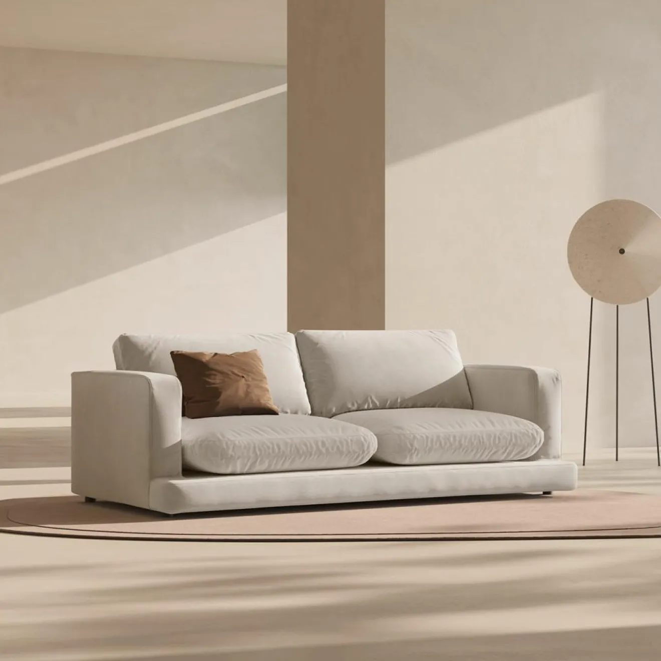 Online Mazzini Sofas Canapé en Velours Daphne 3 Places Beige Clair - 210x105x86 cm