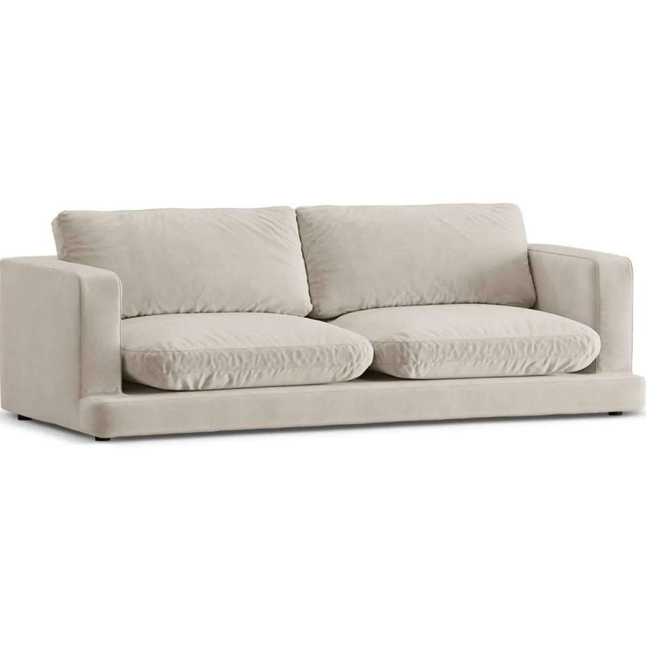 Online Mazzini Sofas Canapé en Velours Daphne 3 Places Beige Clair - 210x105x86 cm