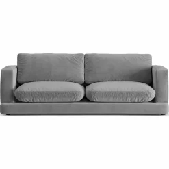 Mazzini Sofas Canapé en Velours Daphne 3 Places Gris Clair - 210x105x86 cm