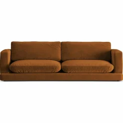 Mazzini Sofas Canapé en Velours Daphne 4 Places Terracotta - 240x105x86 cm