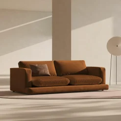 Mazzini Sofas Canapé en Velours Daphne 4 Places Terracotta - 240x105x86 cm