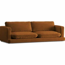 Mazzini Sofas Canapé en Velours Daphne 4 Places Terracotta - 240x105x86 cm