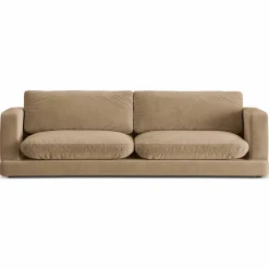 Mazzini Sofas Canapé en Velours Daphne 4 Places Beige Foncé - 240x105x86 cm