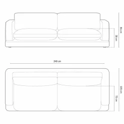 Online Mazzini Sofas Canapé en Velours Daphne 4 Places Bleu Foncé - 240x105x86 cm