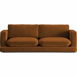Mazzini Sofas Canapé en Velours Daphne 3 Places Terracotta - 210x105x86 cm