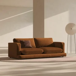 Mazzini Sofas Canapé en Velours Daphne 3 Places Terracotta - 210x105x86 cm
