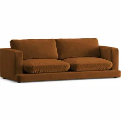 Mazzini Sofas Canapé en Velours Daphne 3 Places Terracotta - 210x105x86 cm