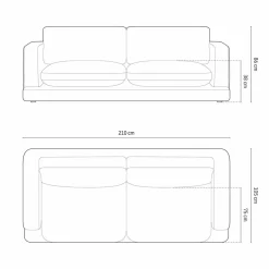 Mazzini Sofas Canapé en Velours Daphne 3 Places Terracotta - 210x105x86 cm