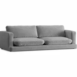 New Mazzini Sofas Canapé en Velours Daphne 4 Places Gris Clair - 240x105x86 cm