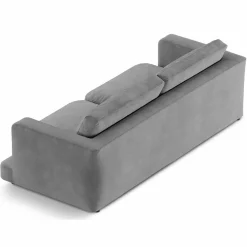 New Mazzini Sofas Canapé en Velours Daphne 4 Places Gris Clair - 240x105x86 cm