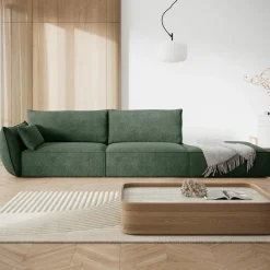 Mazzini Sofas Canapé gauche Vanda 4 Places vert bouteille - 286x100x85 cm