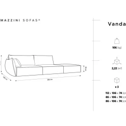 Mazzini Sofas Canapé gauche Vanda 4 Places vert bouteille - 286x100x85 cm