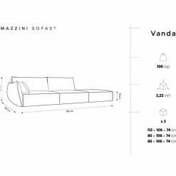 Best Mazzini Sofas Canapé gauche Vanda 4 Places beige clair - 286x100x85 cm