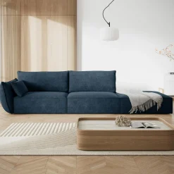 Mazzini Sofas Canapé gauche Vanda 4 Places bleu roi - 286x100x85 cm