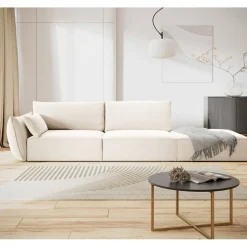 Mazzini Sofas Canapé gauche Velours Vanda 4 Places beige clair - 286x100x85 cm