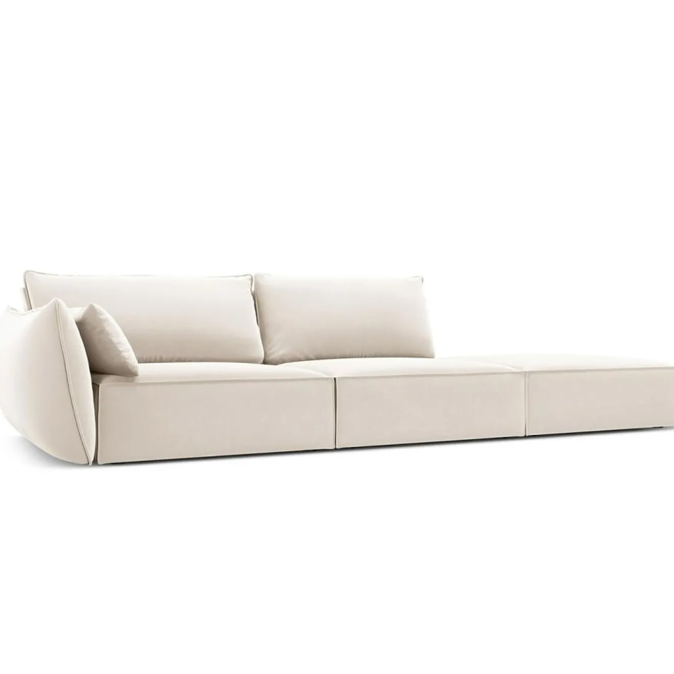 Mazzini Sofas Canapé gauche Velours Vanda 4 Places beige clair - 286x100x85 cm