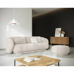 Clearance Mazzini Sofas Canapé Linden 3 Chenille Places beige - 204x102x72 cm