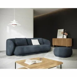 Mazzini Sofas Canapé Linden 3 Chenille Places bleu - 204x102x72 cm