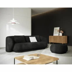 Mazzini Sofas Canapé Linden 3 Chenille Places noir - 204x102x72 cm