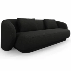 Mazzini Sofas Canapé Linden 3 Chenille Places noir - 204x102x72 cm