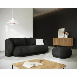 Mazzini Sofas Canapé Linden Chenille 2 Places noir - 169x102x72 cm