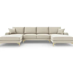 Mazzini Sofas Canapé Panoramique 6 places Madara beige clair - 334x182x90 cm