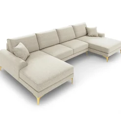 Mazzini Sofas Canapé Panoramique 6 places Madara beige clair - 334x182x90 cm