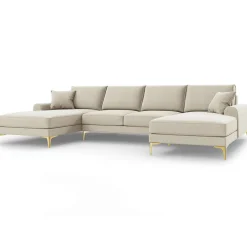 Mazzini Sofas Canapé Panoramique 6 places Madara beige clair - 334x182x90 cm