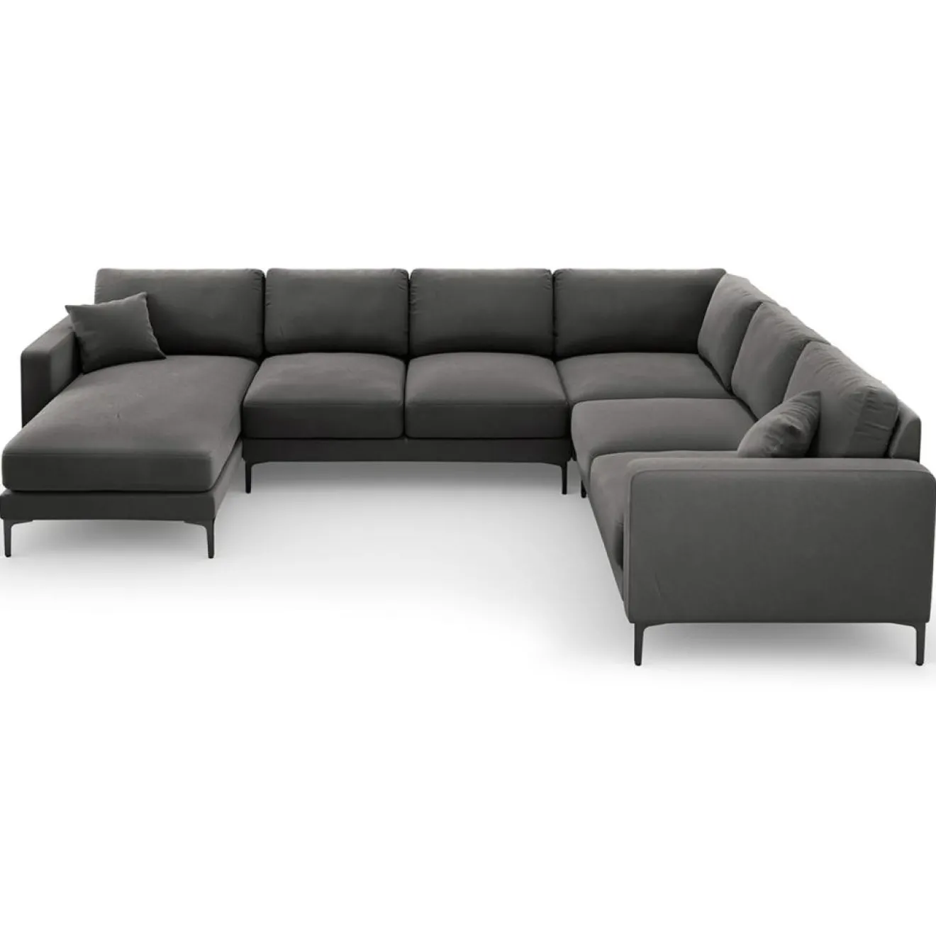 Mazzini Sofas Canapé Panoramique droit Velours Venus 6 Places gris - 326x236x90 cm