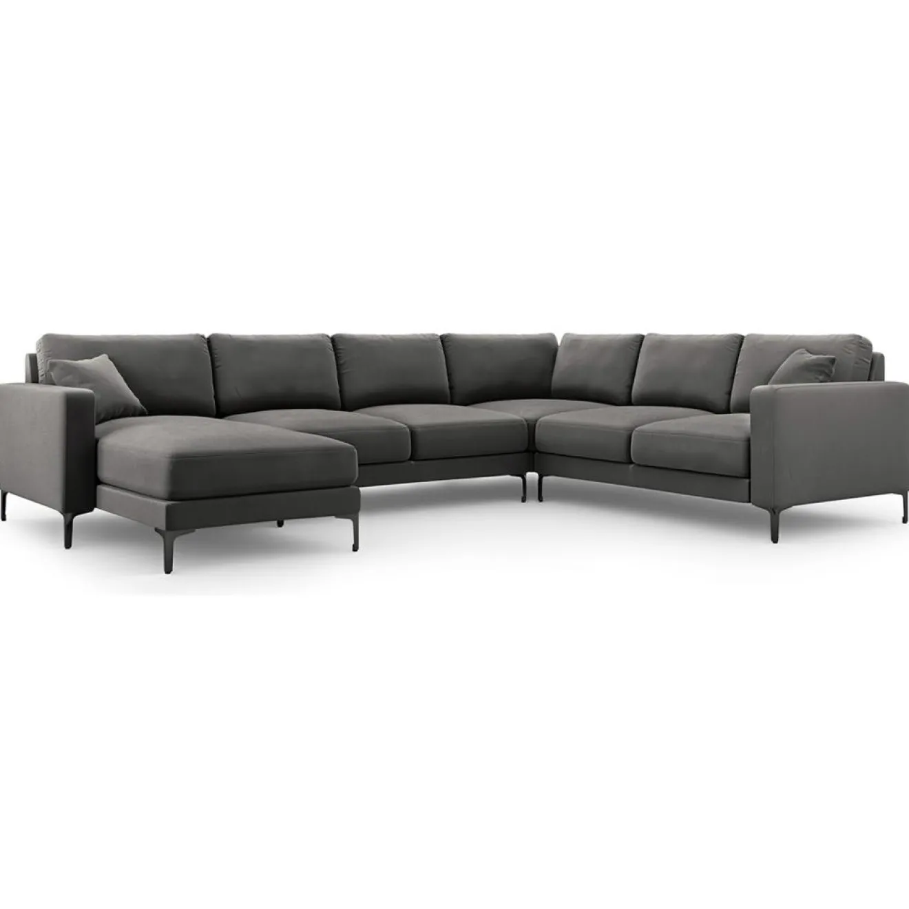 Mazzini Sofas Canapé Panoramique droit Velours Venus 6 Places gris - 326x236x90 cm