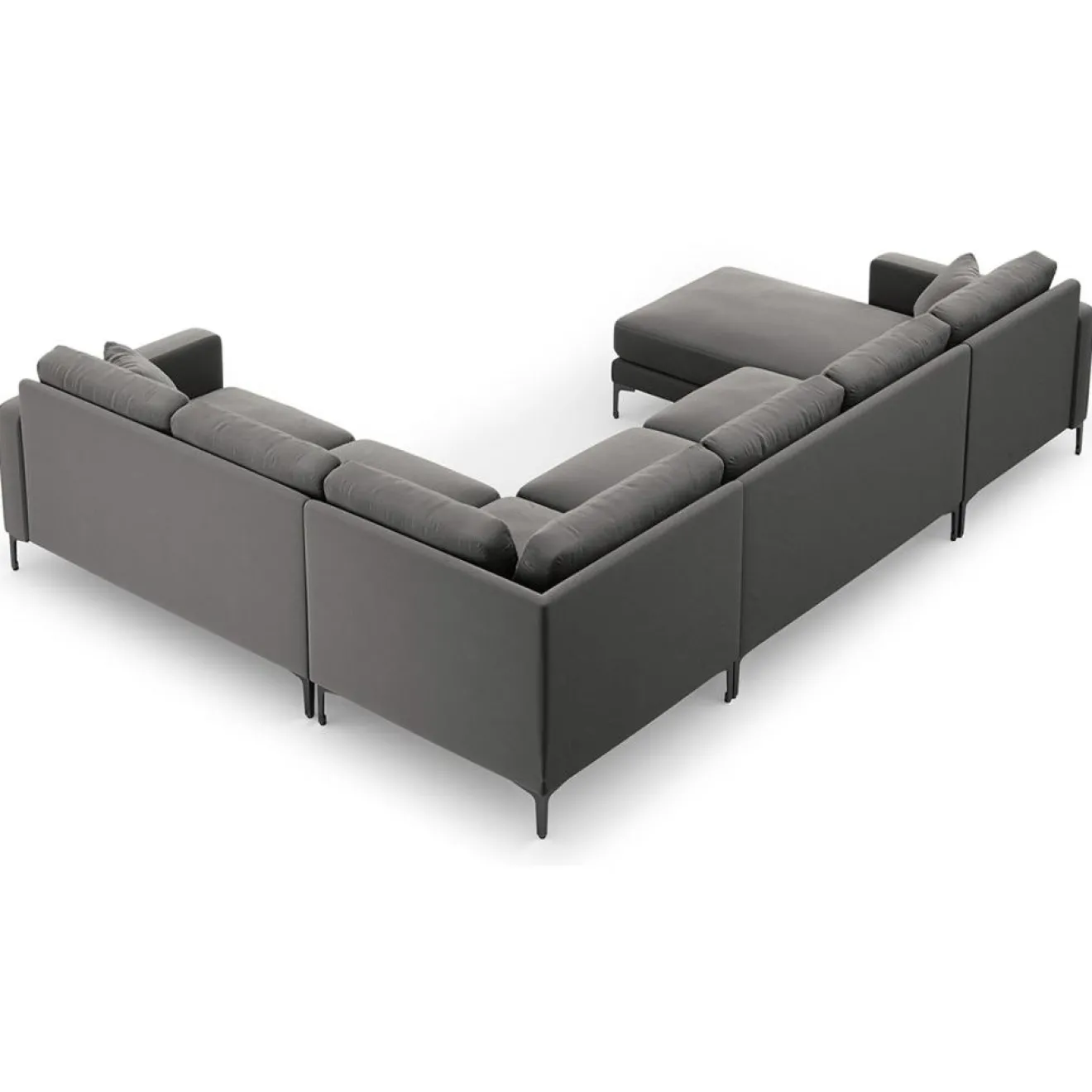 Mazzini Sofas Canapé Panoramique droit Velours Venus 6 Places gris - 326x236x90 cm