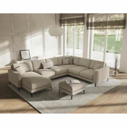 Mazzini Sofas Canapé Panoramique droit Venus 6 Places beige - 326x236x90 cm