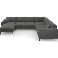 Mazzini Sofas Canapé Panoramique droit Venus 6 Places gris foncé - 326x236x90 cm