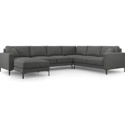 Mazzini Sofas Canapé Panoramique droit Venus 6 Places gris foncé - 326x236x90 cm