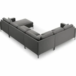 Mazzini Sofas Canapé Panoramique gauche Velours Venus 6 Places gris - 326x236x90 cm