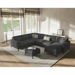 Mazzini Sofas Canapé Panoramique gauche Venus 6 Places gris foncé - 326x236x90 cm