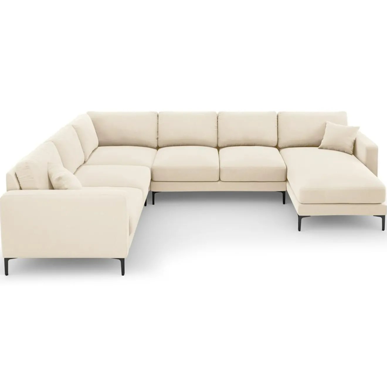 Online Mazzini Sofas Canapé Panoramique gauche Velours Venus 6 Places beige clair - 326x236x90 cm