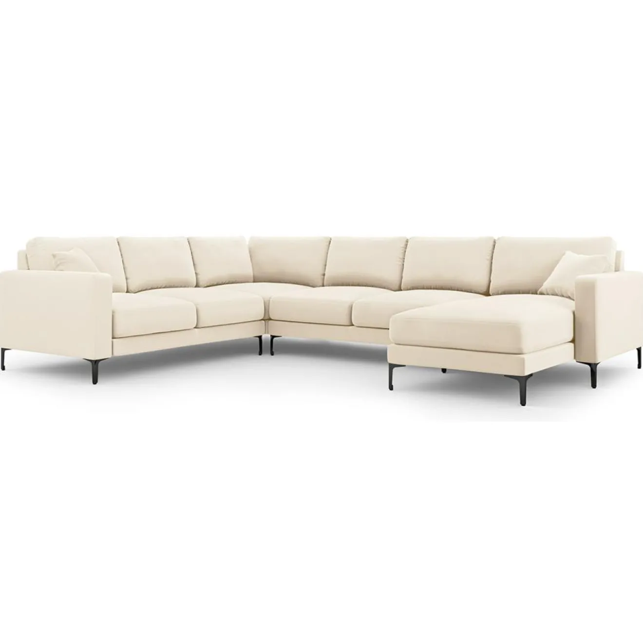 Online Mazzini Sofas Canapé Panoramique gauche Velours Venus 6 Places beige clair - 326x236x90 cm