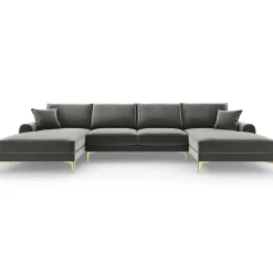 Best Mazzini Sofas Canapé Panoramique Velvet 6 places Madara gris - 334x182x90 cm