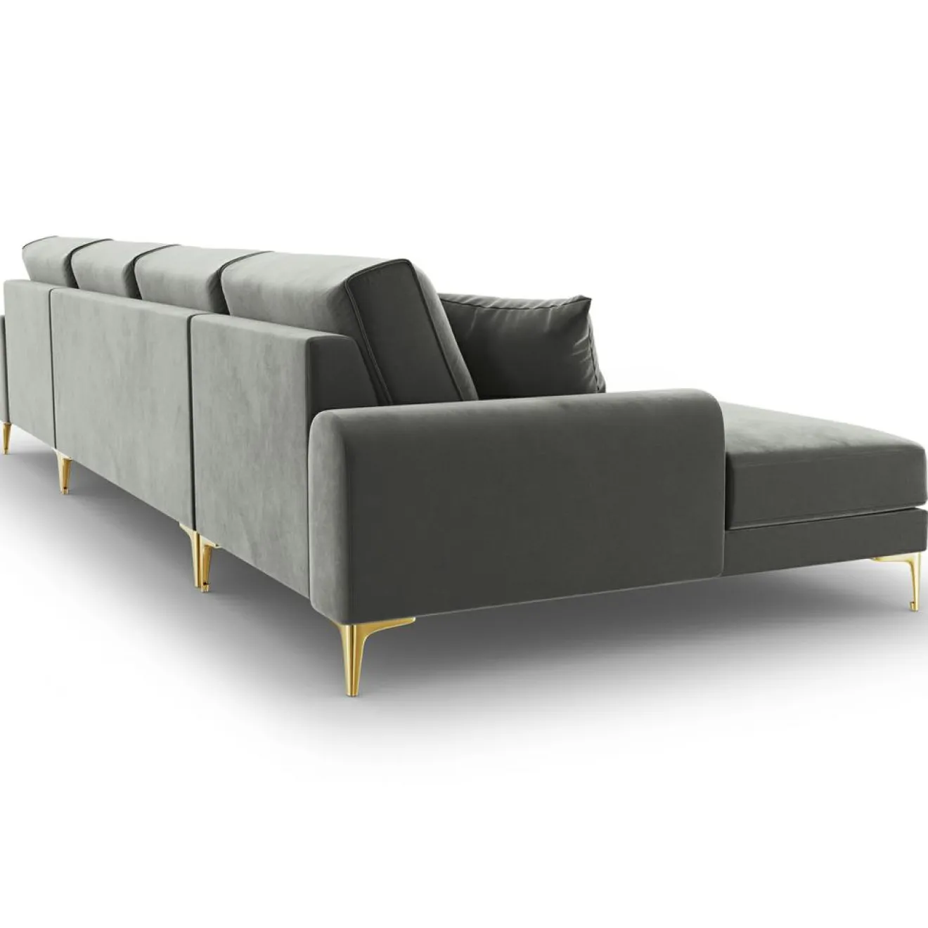 Best Mazzini Sofas Canapé Panoramique Velvet 6 places Madara gris - 334x182x90 cm