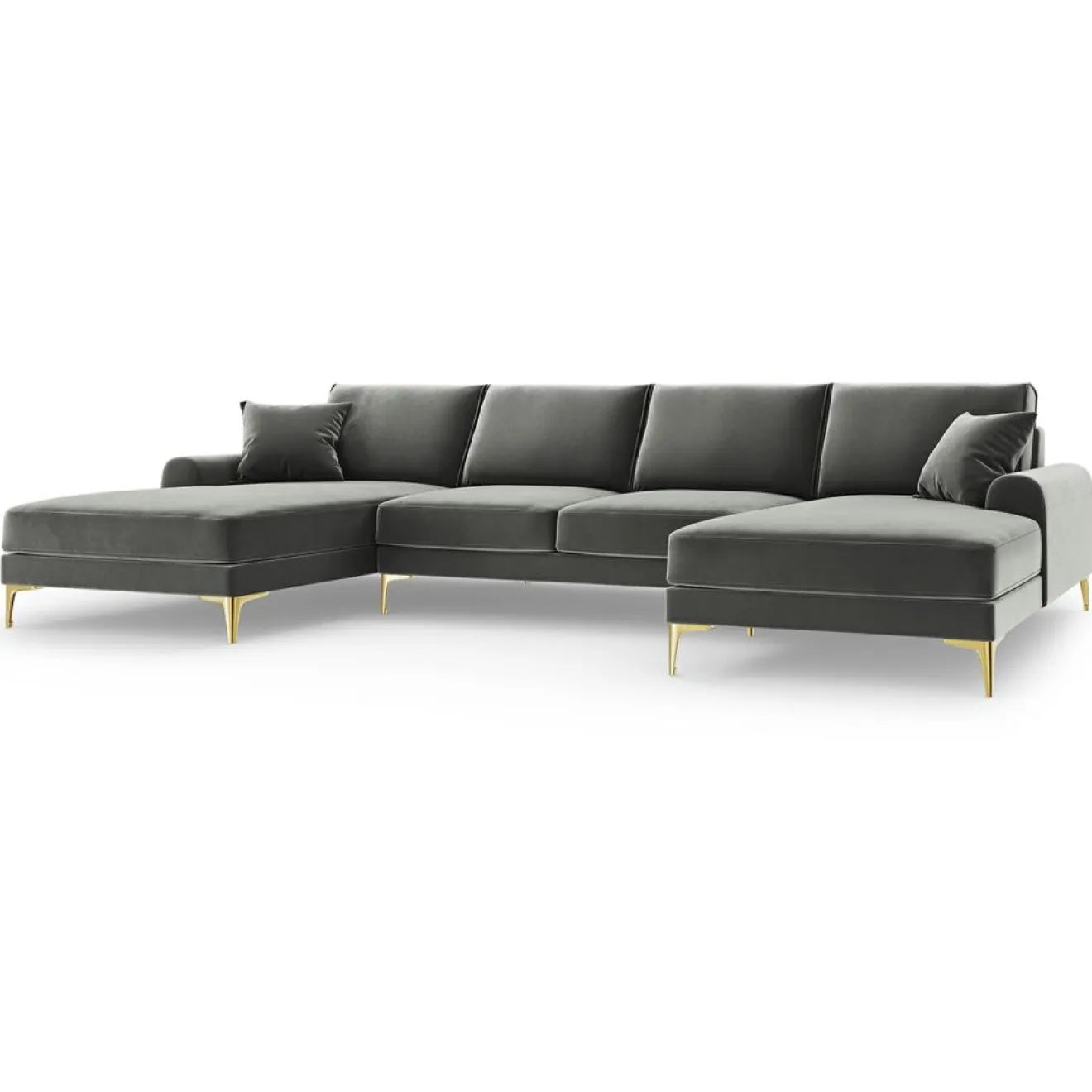 Best Mazzini Sofas Canapé Panoramique Velvet 6 places Madara gris - 334x182x90 cm