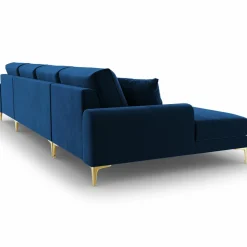 Mazzini Sofas Canapé Panoramique Velvet 6 places Madara bleu roi - 334x182x90 cm