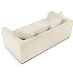 Mazzini Sofas Canapé Quince Velours côtelé 3 Places beige clair - 182x92x80 cm