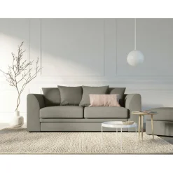 Best Mazzini Sofas Canapé Quince Velours côtelé 3 Places gris clair - 182x92x80 cm