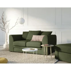 Mazzini Sofas Canapé Quince Velours côtelé 2 Places vert - 150x92x80 cm